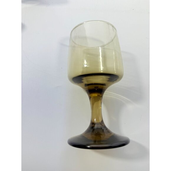 Wine Glasses Water Goblets Goblets Libbey Tawny Accent Smoky Brown Amber Vintage - Picture 4 of 11